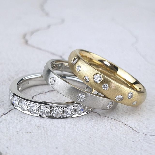 Diamond set wedding rings uk store